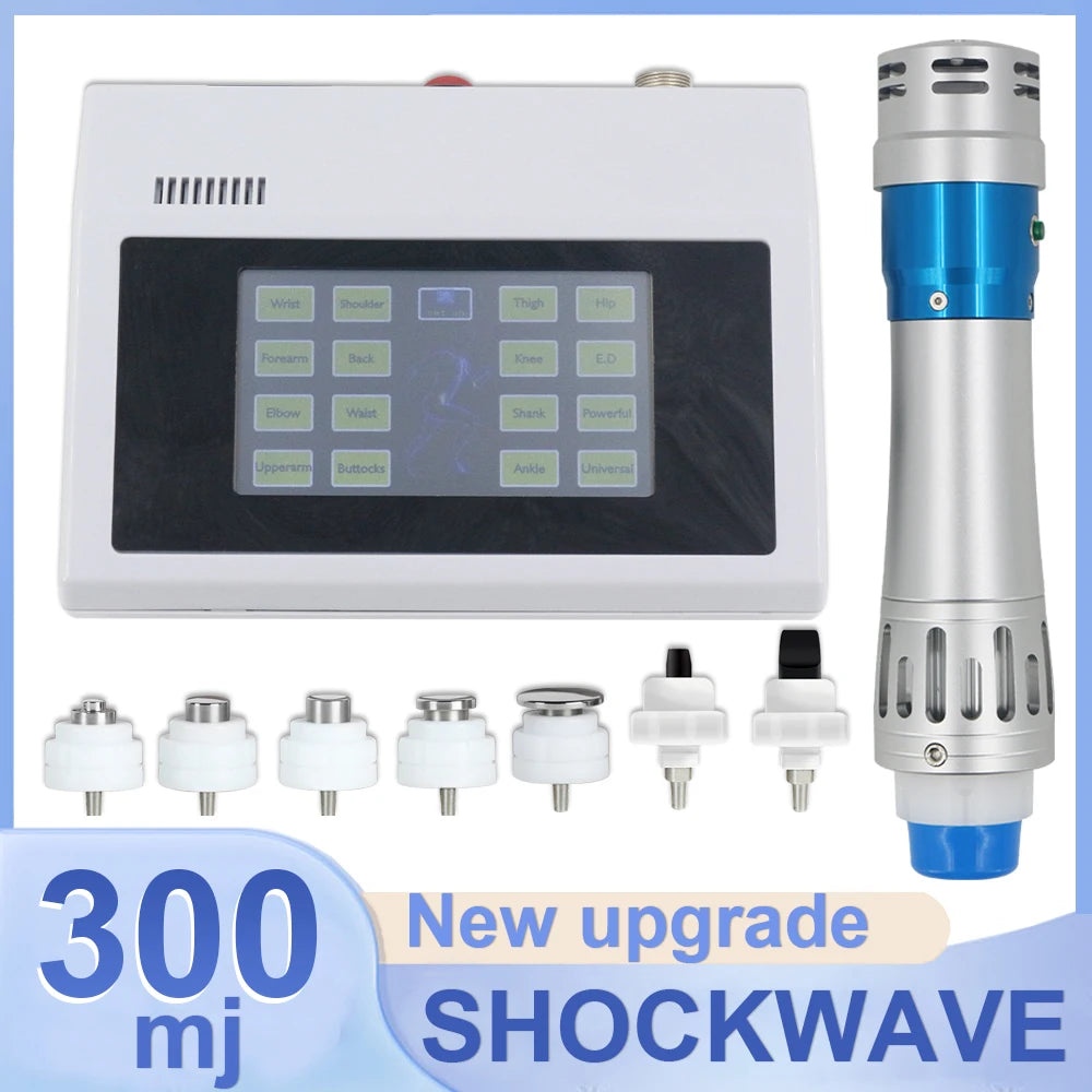 “300mj Shockwave Therapy Device – 7-Head Deep Tissue Recovery Tool for Circulation & Muscle Relief”